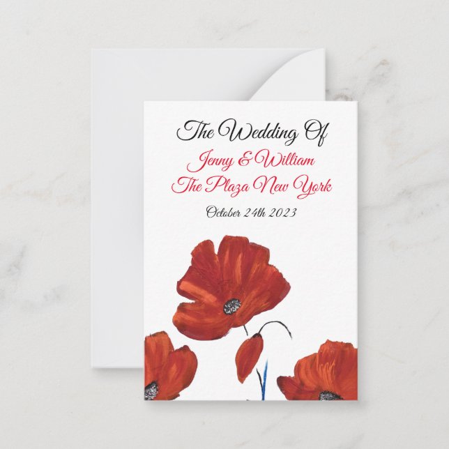 Tarjeta Pequeña Boda Red Poppies (Anverso)