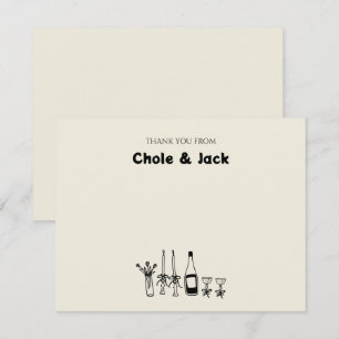 Tarjeta Pequeña Boda Retro de Champagne Dibujada a Mano
