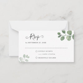 Tarjeta Pequeña BODA RSVP de BUDGET Sage Eucalyptus Greenery
