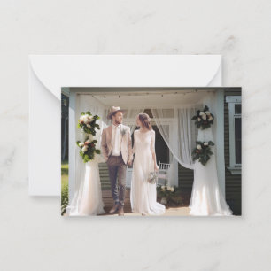 Tarjeta Pequeña Boda Rústica de Cabaña de Campo Foto Gracias