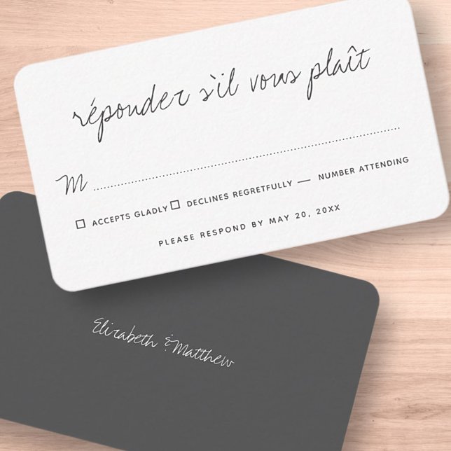 Tarjeta Pequeña Boda simple de Moda moderna sin opción de comida R (Subido por el creador)