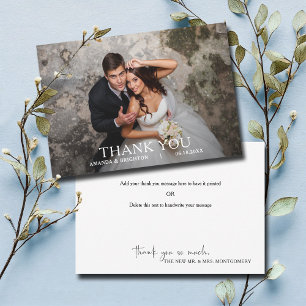 Tarjeta Pequeña Boda Simple Moderna Foto Gracias