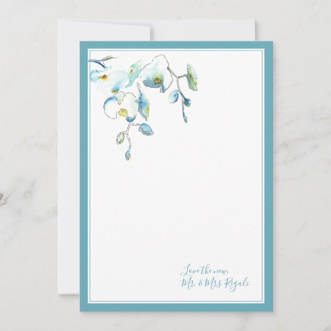 Tarjeta Pequeña Boda Tropical Gracias Cartas (Anverso)