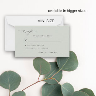 Tarjeta Pequeña Boda verde de sabio simple RSVP mini