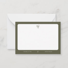 Tarjeta Pequeña Boda verde oliva moderno y elegante