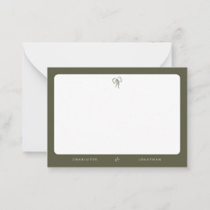 Tarjeta Pequeña Boda verde oliva moderno y elegante