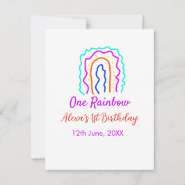 Tarjeta Pequeña Boho Arcoíris uno cumpleaños niños brillante retro