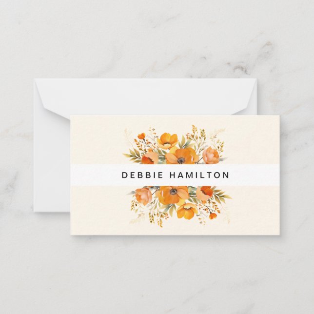 Tarjeta Pequeña Boho Blooms Acuarela Floral Elegante y Artístico (Anverso)