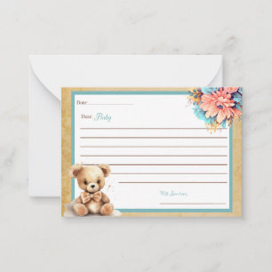 Tarjeta Pequeña Boho Blue Bear Baby Shower Queridos bebés
