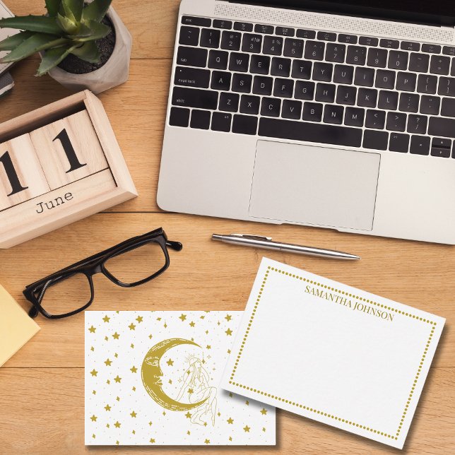 Tarjeta Pequeña Boho Celestial Woman Moon Stars Astronomy Custom (Subido por el creador)