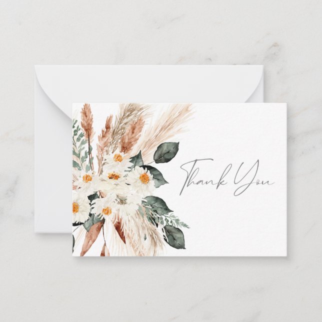 Tarjeta Pequeña Boho Copper Pampas Grass Floral Agradecimiento Coc (Anverso)
