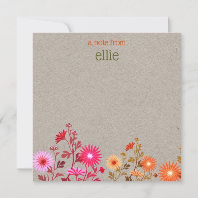 Tarjeta Pequeña Boho Country Floral Kraft (Anverso)