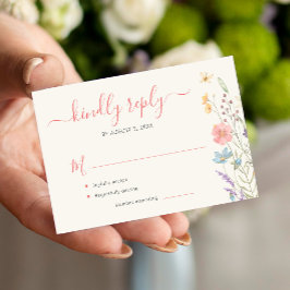 Tarjeta Pequeña Boho de presupuesto boda de flores silvestres RSVP