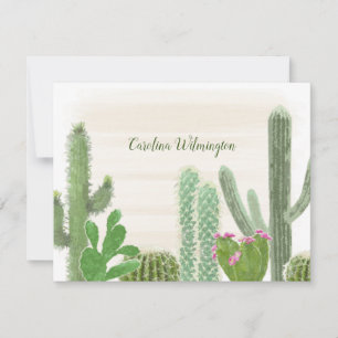 Tarjeta Pequeña Boho Desert Cacti Acuarela Floral Cactus