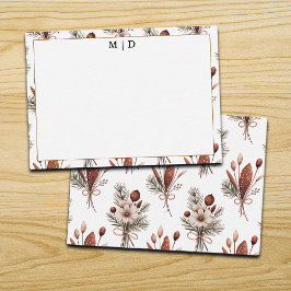 Tarjeta Pequeña Boho Fall Floral Monogramm