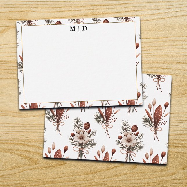 Tarjeta Pequeña Boho Fall Floral Monogramm  (Subido por el creador)