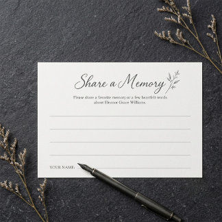 Tarjeta Pequeña Boho Minimalista Comparte un Recuerdo Funeral Memo