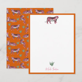 Tarjeta Pequeña Boho Orange Pink Jungle Tiger Script