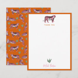 Tarjeta Pequeña Boho Orange Pink Jungle Tiger Script