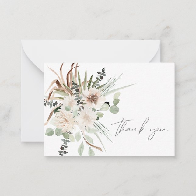 Tarjeta Pequeña Boho Palm Leaf Eucalyptus & Beige Floral (Anverso)