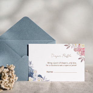 Tarjeta Pequeña Boho Pampas Floral Diaper Raffle Bebé ducha