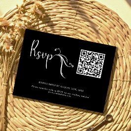 Tarjeta Pequeña Boho Script Boda negro Código QR Presupuesto Tarje
