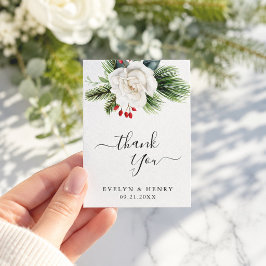 Tarjeta Pequeña Boho Script Pine Greenery Boda Presupuesto Gracias