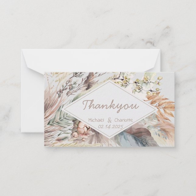 Tarjeta Pequeña Boho Style Thankyou (Anverso)