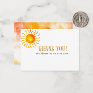 Tarjeta Pequeña Boho Sunshine acuarela gracias a la ducha de bebé