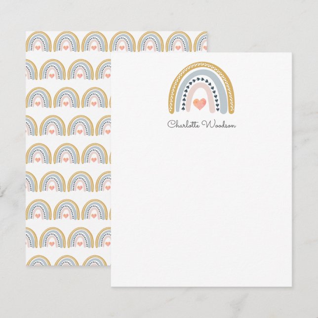 Tarjeta Pequeña Boho Watercolor Rainbow Chica (Anverso / Reverso)