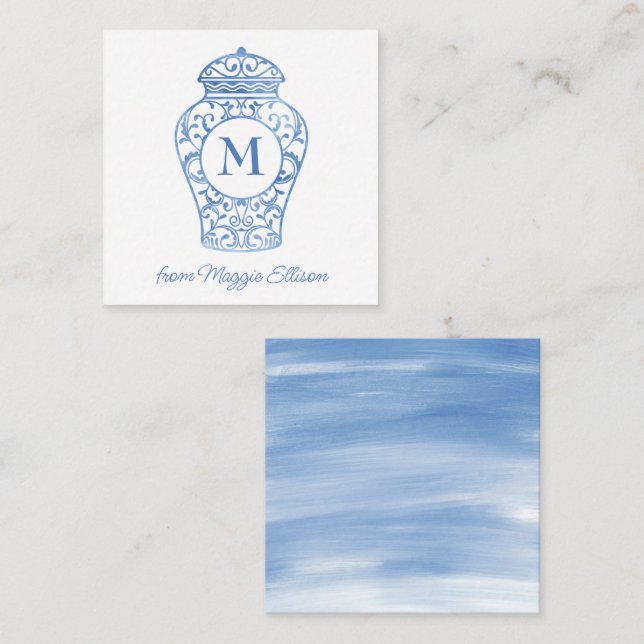 Tarjeta Pequeña Boletín de regalo Chinoiserie Monogram Ginger Jar (Anverso / Reverso)