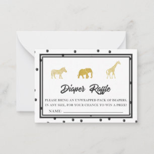 Tarjeta Pequeña Boleto de juego Safari Baby Shower Diaper Raffle