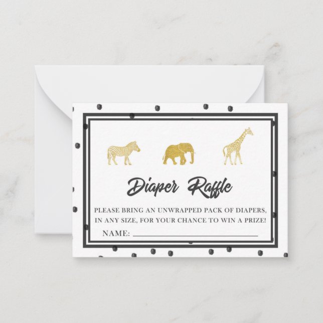 Tarjeta Pequeña Boleto de juego Safari Baby Shower Diaper Raffle (Anverso)