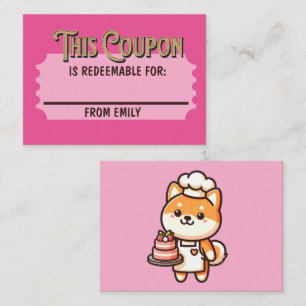 Tarjeta Pequeña Boleto de regalo de pastel de Shiba redimible pers