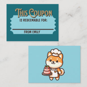 Tarjeta Pequeña Boleto de regalo de pastel Shiba redimible persona