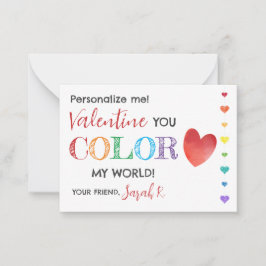 Tarjeta Pequeña Bolígrafo Shuttle de Valentine Colorea Mi Mundo Ta