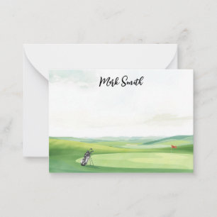 Tarjeta Pequeña Bolsa de golf en el campo con nombre para golfer