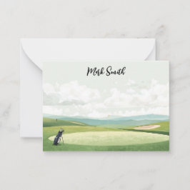 Tarjeta Pequeña Bolsa de golf en el campo con nombre para golfer