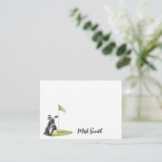Tarjeta Pequeña Bolsa de golf y bandera con nombre para golfista (Anverso de pie)