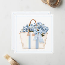 Bolso Totem de Raya Azul Costero Con Hortensias Az