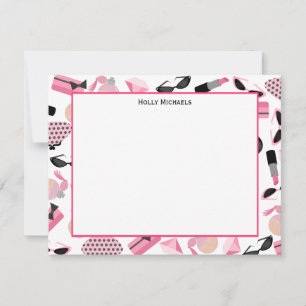 Tarjeta Pequeña Bolsos Perfume & Lipstick Flat Notecards