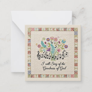 Tarjeta Pequeña Bondad de Dios aspecto acolchado floral música