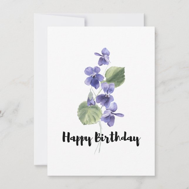 Tarjeta Pequeña Bonita carta de cumpleaños con violeta morada (Anverso)