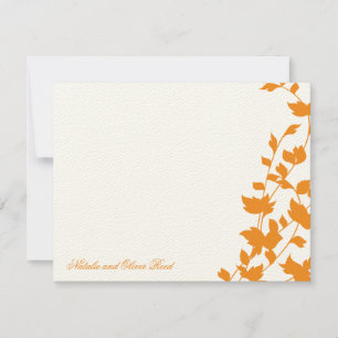 Tarjeta Pequeña Bonitas hojas planas Gracias Cartas - Naranja
