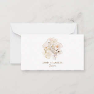 Tarjeta Pequeña Bonito Acuarela Rústica Flores Presionadas Gardene