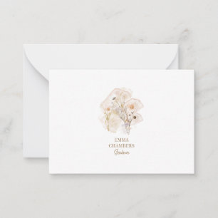 Tarjeta Pequeña Bonito Acuarela Rústica Flores Presionadas Gardene