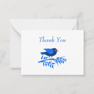 Tarjeta Pequeña Bonito Blue Bird Nature Simple Gracias Personaliza