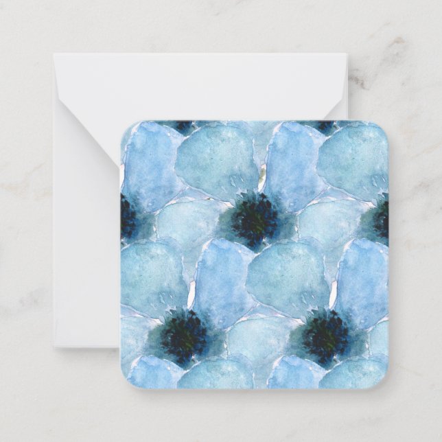 Tarjeta Pequeña Bonito Floral Azul Buenos días marido (Anverso)