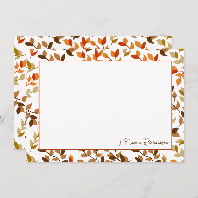 Tarjeta Pequeña Bonito Florals otoño escritura moderna personaliza (Anverso / Reverso)