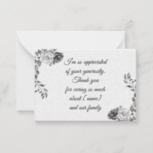 Tarjeta Pequeña Bonito marco Rosa después del funeral Gracias Cart